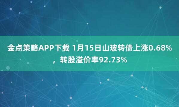 金点策略APP下载 1月15日山玻转债上涨0.68%，转股溢价率92.73%