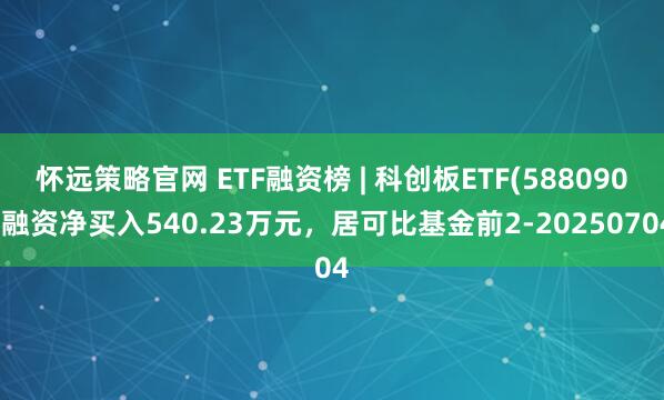 怀远策略官网 ETF融资榜 | 科创板ETF(588090)融资净买入540.23万元，居可比基金前2-20250704