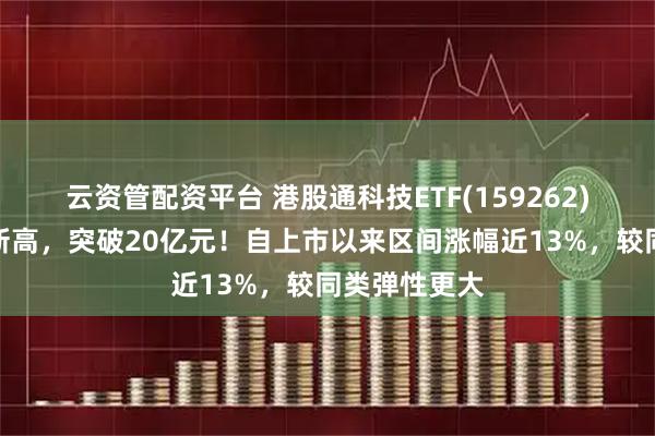 云资管配资平台 港股通科技ETF(159262)规模持续创新高，突破20亿元！自上市以来区间涨幅近13%，较同类弹性更大